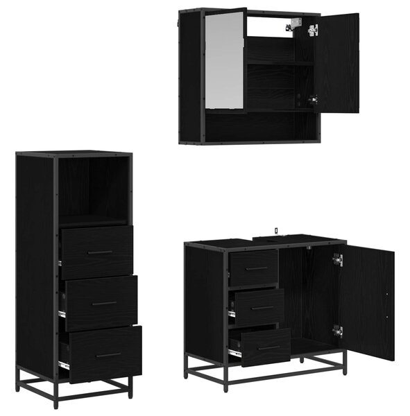 Sada koupelnového nábytku 3 ks Černý dub 65 x 33 x 60 cm 3402334