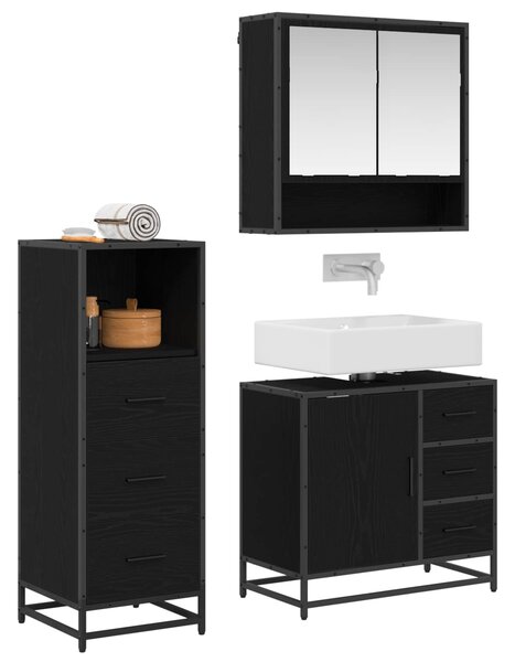 Sada koupelnového nábytku 3 ks Černý dub 65 x 33 x 60 cm 3402334