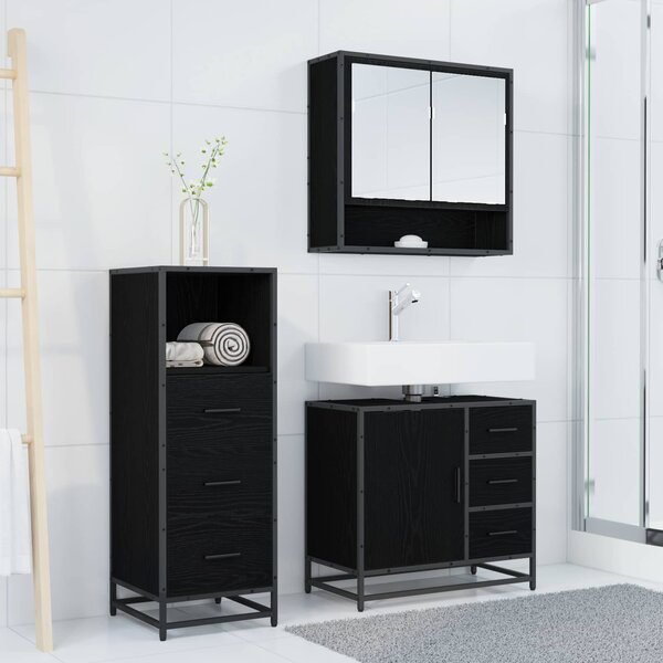 Sada koupelnového nábytku 3 ks Černý dub 65 x 33 x 60 cm 3402334