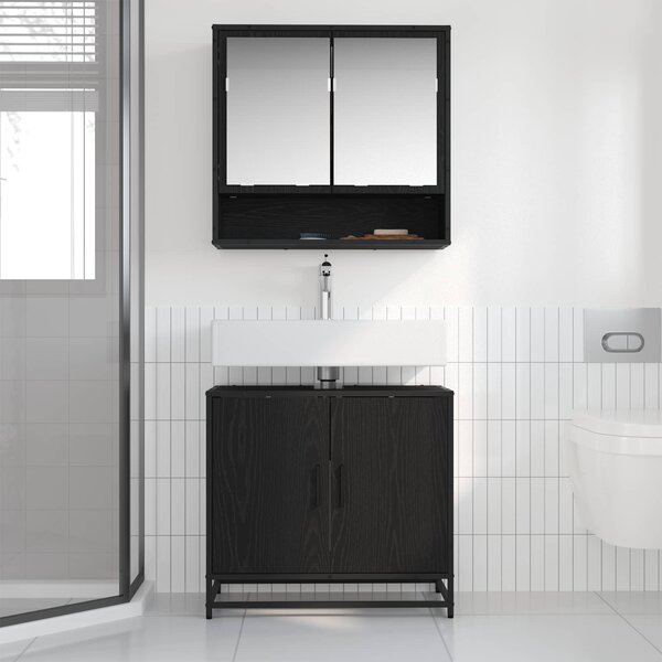 Sada koupelnového nábytku 2 ks Černý dub 65 x 33 x 60 cm 3402347