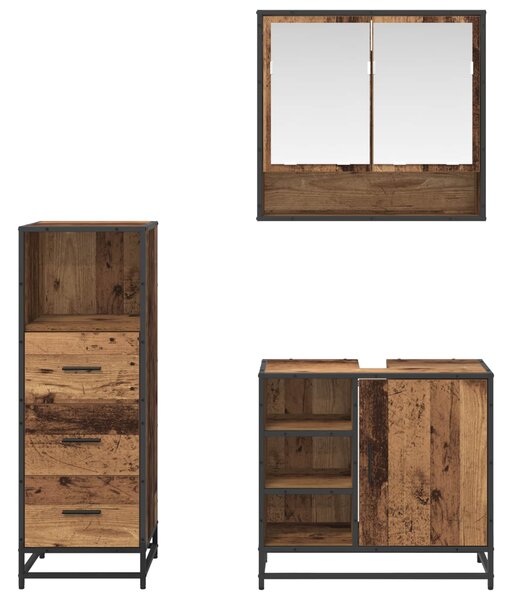 Sada koupelnového nábytku 3 ks Staré dřevo 65 x 33 x 60 cm 3402369
