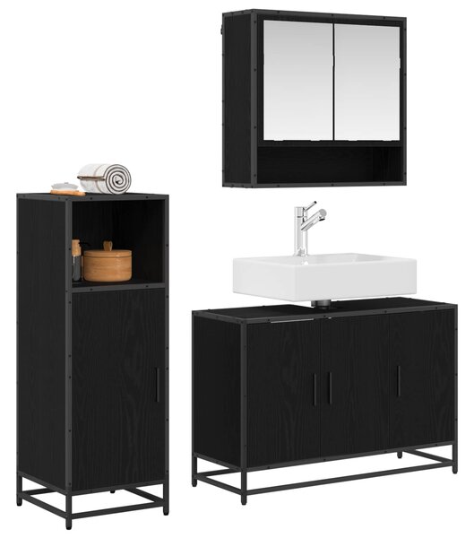 Sada koupelnového nábytku 3 ks Černý dub 90 x 33 x 60 cm 3402365