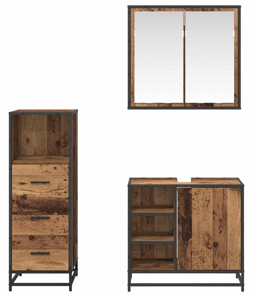 Sada koupelnového nábytku 3 ks Staré dřevo 65 x 33 x 60 cm 3402372