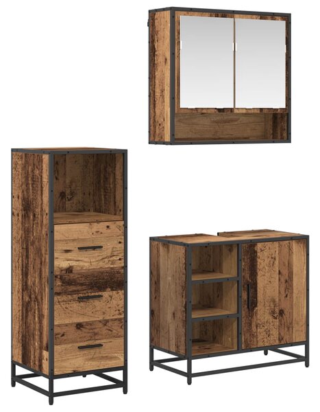 Sada koupelnového nábytku 3 ks Staré dřevo 65 x 33 x 60 cm 3402369