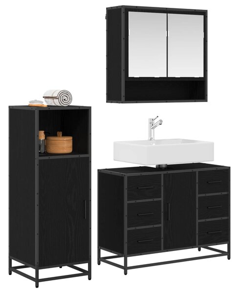 Sada koupelnového nábytku 3 ks Černý dub 80 x 33 x 60 cm 3402380