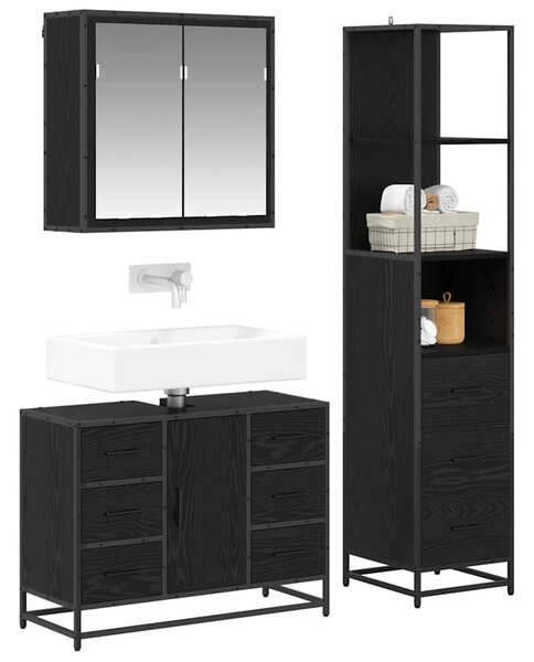 Sada koupelnového nábytku 3 ks Černý dub 80 x 33 x 60 cm 3402383