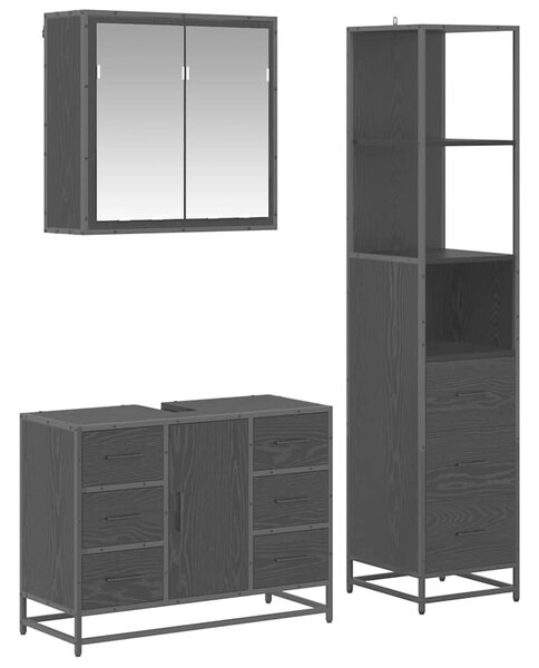 Sada koupelnového nábytku 3 ks Černý dub 80 x 33 x 60 cm 3402383