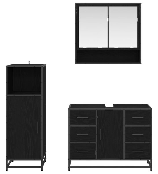 Sada koupelnového nábytku 3 ks Černý dub 80 x 33 x 60 cm 3402380