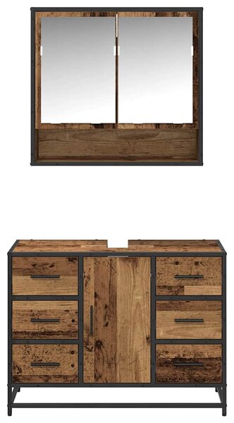 Sada koupelnového nábytku 2 ks Staré dřevo 80 x 33 x 60 cm 3402426