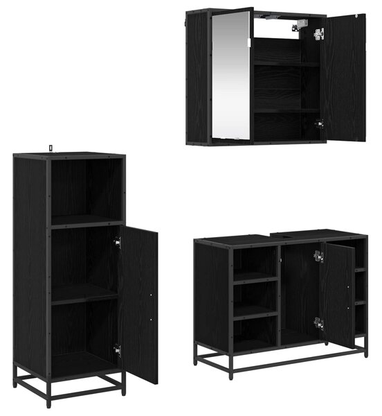 Sada koupelnového nábytku 3 ks Černý dub 80 x 33 x 60 cm 3402419