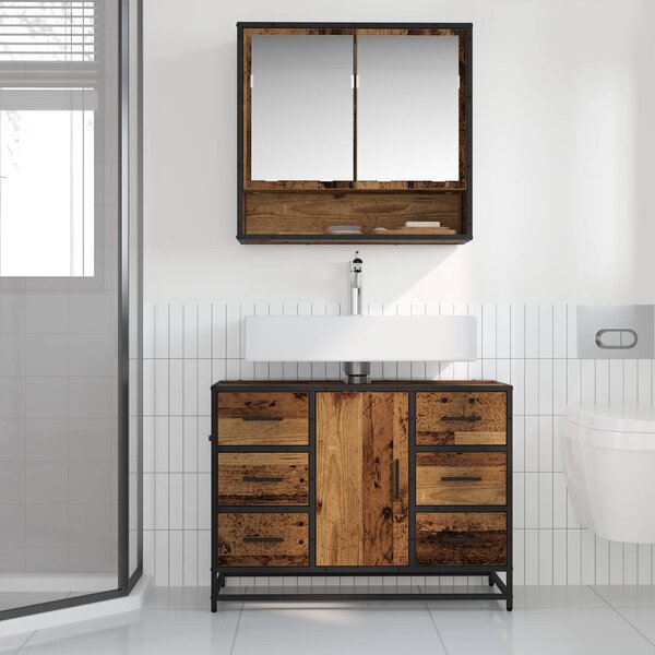Sada koupelnového nábytku 2 ks Staré dřevo 80 x 33 x 60 cm 3402426