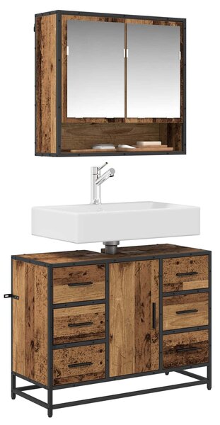 Sada koupelnového nábytku 2 ks Staré dřevo 80 x 33 x 60 cm 3402426