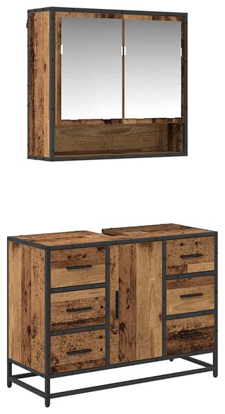 Sada koupelnového nábytku 2 ks Staré dřevo 80 x 33 x 60 cm 3402426