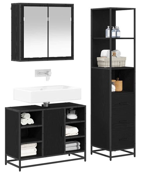Sada koupelnového nábytku 3 ks Černý dub 80 x 33 x 60 cm 3402422