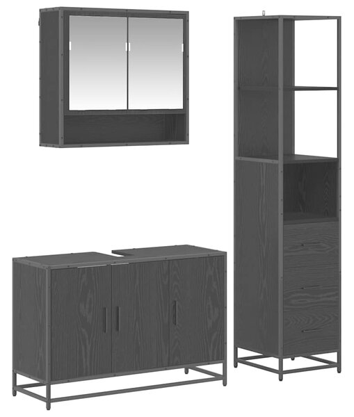 Sada koupelnového nábytku 3 ks Černý dub 35 x 37,5 x 166 cm 3402416
