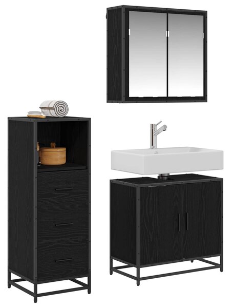 Sada koupelnového nábytku 3 ks Černý dub 65 x 33 x 60 cm 3402434