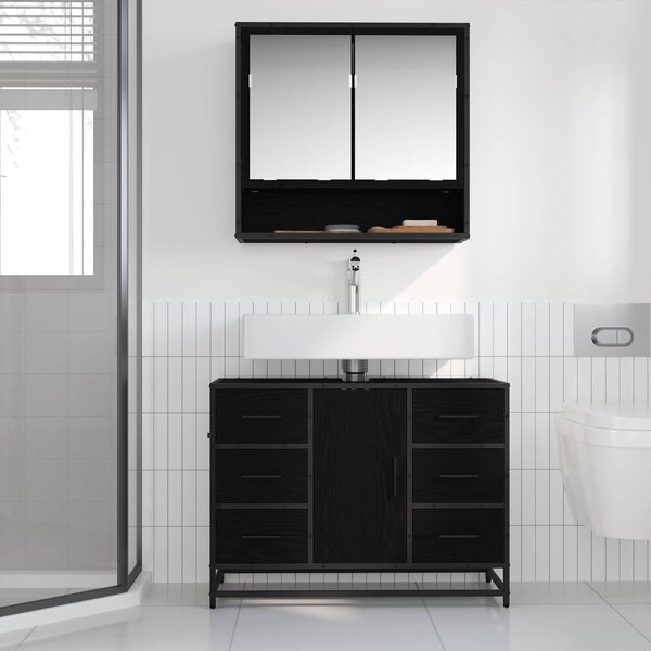Sada koupelnového nábytku 2 ks Černý dub 80 x 33 x 60 cm 3402428