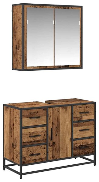 Sada koupelnového nábytku 2 ks Staré dřevo 80 x 33 x 60 cm 3402429