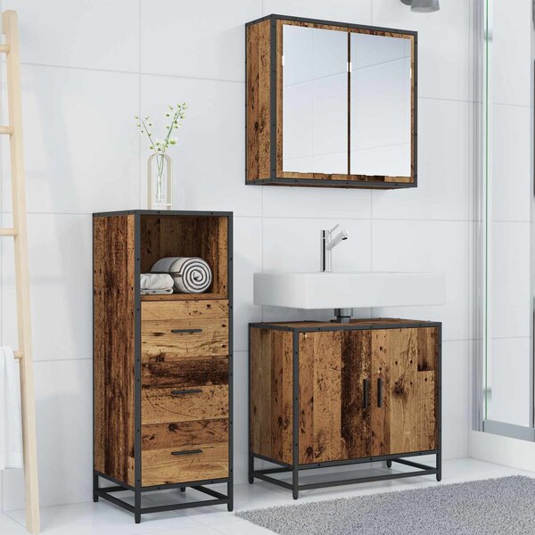 Sada koupelnového nábytku 3 ks Staré dřevo 65 x 33 x 60 cm 3402432
