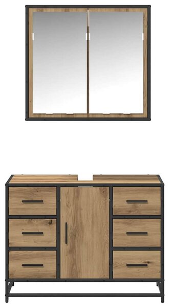 Sada koupelnového nábytku 2 ks Artisanový dub 80 x 33 x 60 cm 3402430