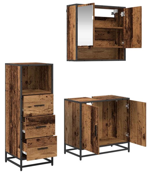 Sada koupelnového nábytku 3 ks Staré dřevo 65 x 33 x 60 cm 3402432
