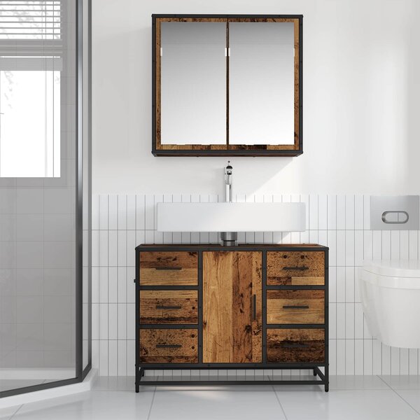 Sada koupelnového nábytku 2 ks Staré dřevo 80 x 33 x 60 cm 3402429