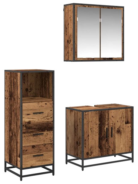 Sada koupelnového nábytku 3 ks Staré dřevo 65 x 33 x 60 cm 3402432