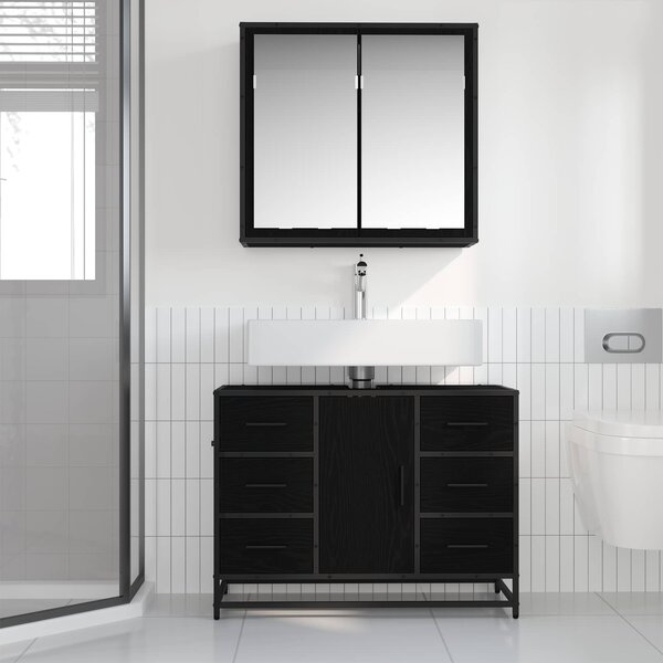 Sada koupelnového nábytku 2 ks Černý dub 80 x 33 x 60 cm 3402431