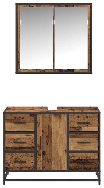 Sada koupelnového nábytku 2 ks Staré dřevo 80 x 33 x 60 cm 3402429