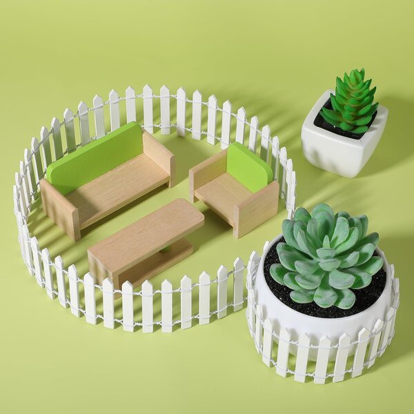 Miniaturní plot, dekorace do zahrady, 90 x 5 cm, dřevěný plot pro modelářství