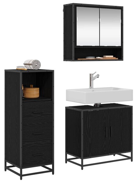 Sada koupelnového nábytku 3 ks Černý dub 65 x 33 x 60 cm 3402446