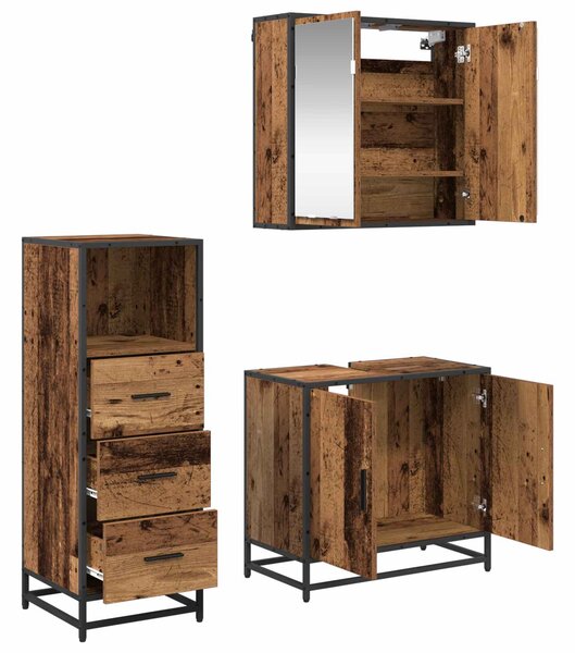 Sada koupelnového nábytku 3 ks Staré dřevo 65 x 33 x 60 cm 3402444
