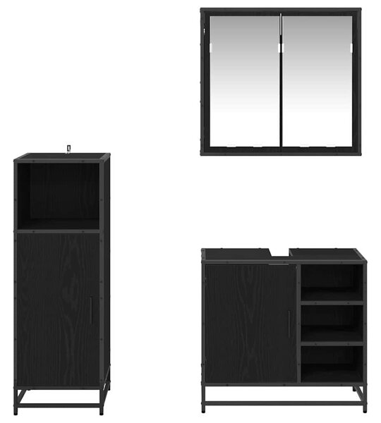 Sada koupelnového nábytku 3 ks Černý dub 65 x 33 x 60 cm 3402452