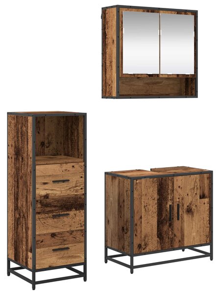 Sada koupelnového nábytku 3 ks Staré dřevo 65 x 33 x 60 cm 3402444