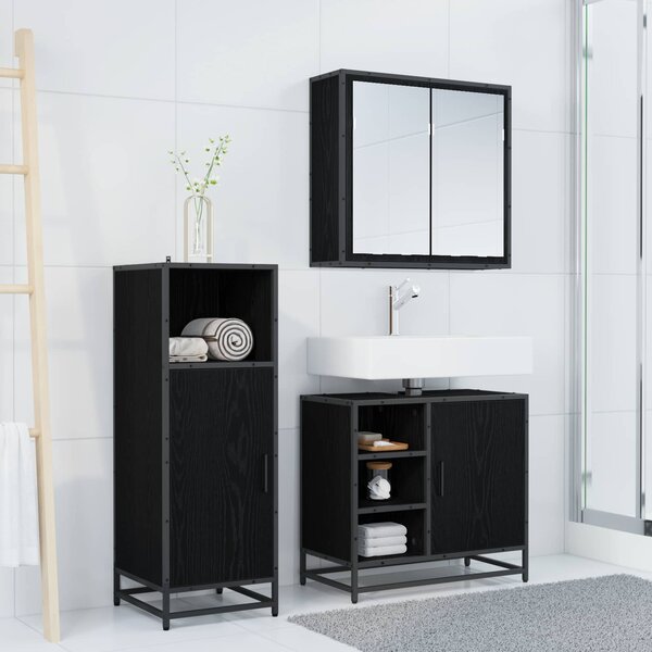 Sada koupelnového nábytku 3 ks Černý dub 65 x 33 x 60 cm 3402452