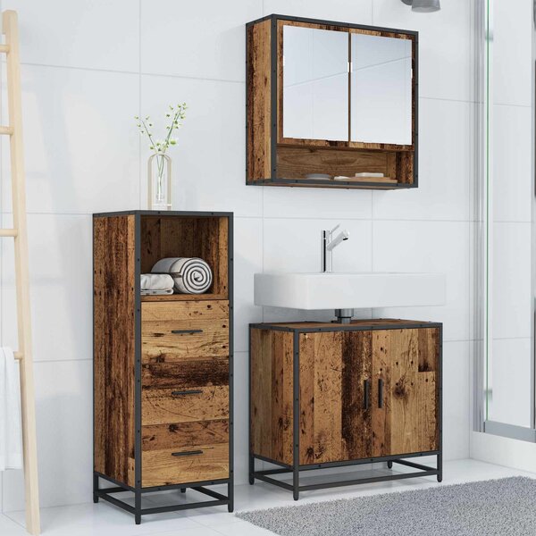 Sada koupelnového nábytku 3 ks Staré dřevo 65 x 33 x 60 cm 3402444