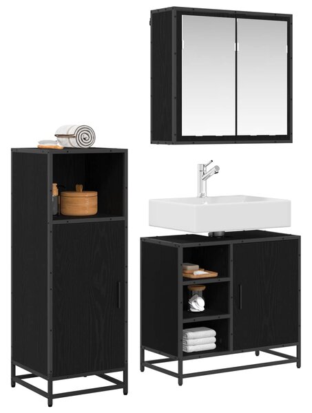 Sada koupelnového nábytku 3 ks Černý dub 65 x 33 x 60 cm 3402452