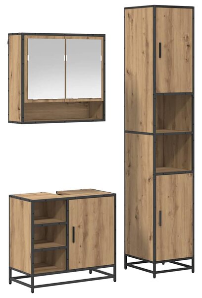 Sada koupelnového nábytku 3 ks Artisanový dub Kompozitní dřevo 3402439