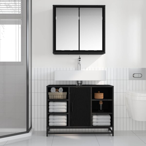 Sada koupelnového nábytku 2 ks Černý dub 80 x 33 x 60 cm 3402461