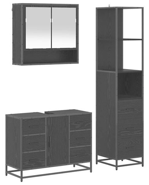 Sada koupelnového nábytku 3 ks Černý dub 35 x 37,5 x 166 cm 3402493