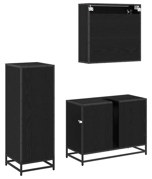 Sada koupelnového nábytku 3 ks Černý dub 80 x 33 x 60 cm 3402496