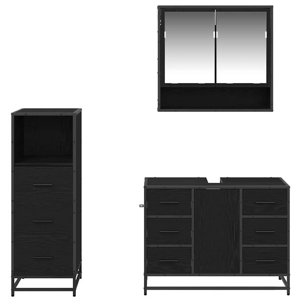 Sada koupelnového nábytku 3 ks Černý dub 80 x 33 x 60 cm 3402496
