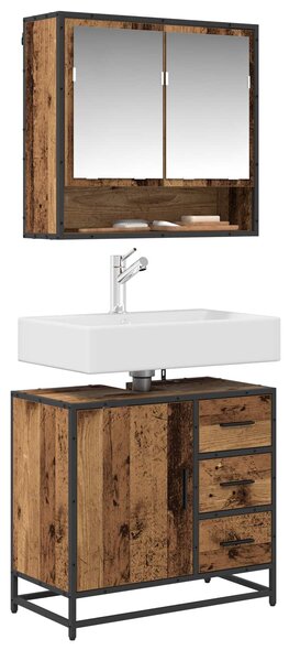 Sada koupelnového nábytku 2 ks Staré dřevo 65 x 33 x 60 cm 3402506