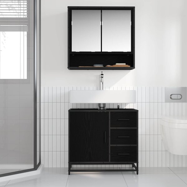 Sada koupelnového nábytku 2 ks Černý dub 65 x 33 x 60 cm 3402508