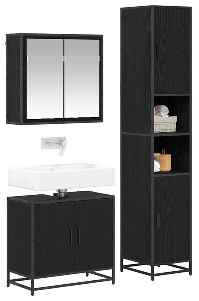Sada koupelnového nábytku 3 ks Černý dub 65 x 33 x 60 cm 3402517