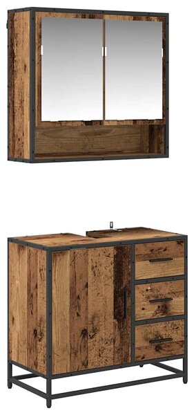 Sada koupelnového nábytku 2 ks Staré dřevo 65 x 33 x 60 cm 3402506