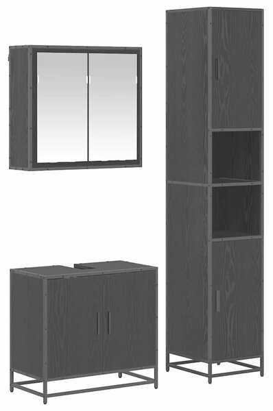 Sada koupelnového nábytku 3 ks Černý dub 65 x 33 x 60 cm 3402517