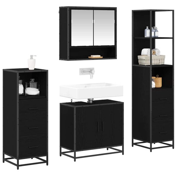 Sada koupelnového nábytku 4 ks Černý dub 65 x 33 x 60 cm 3402511