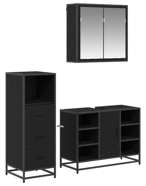 Sada koupelnového nábytku 3 ks Černý dub 80 x 33 x 60 cm 3402526