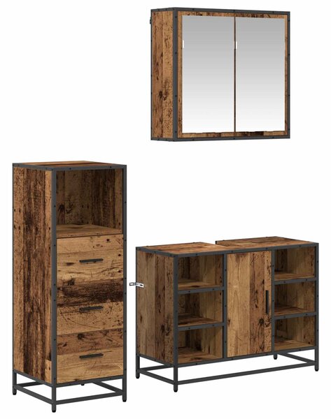 Sada koupelnového nábytku 3 ks Staré dřevo 80 x 33 x 60 cm 3402524